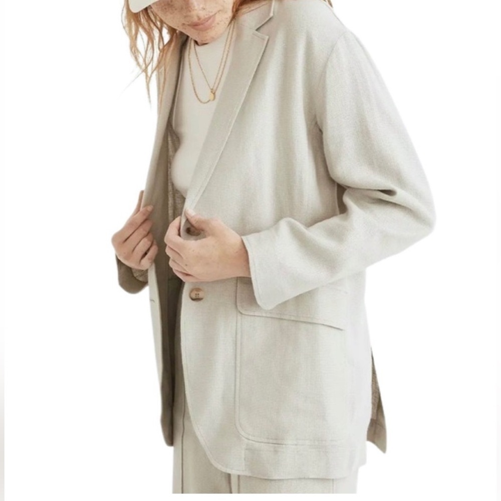 MADEWELL Women’s Size 1X Breezewoven Larsen Blazer Oversized Linen in Ashen Sage